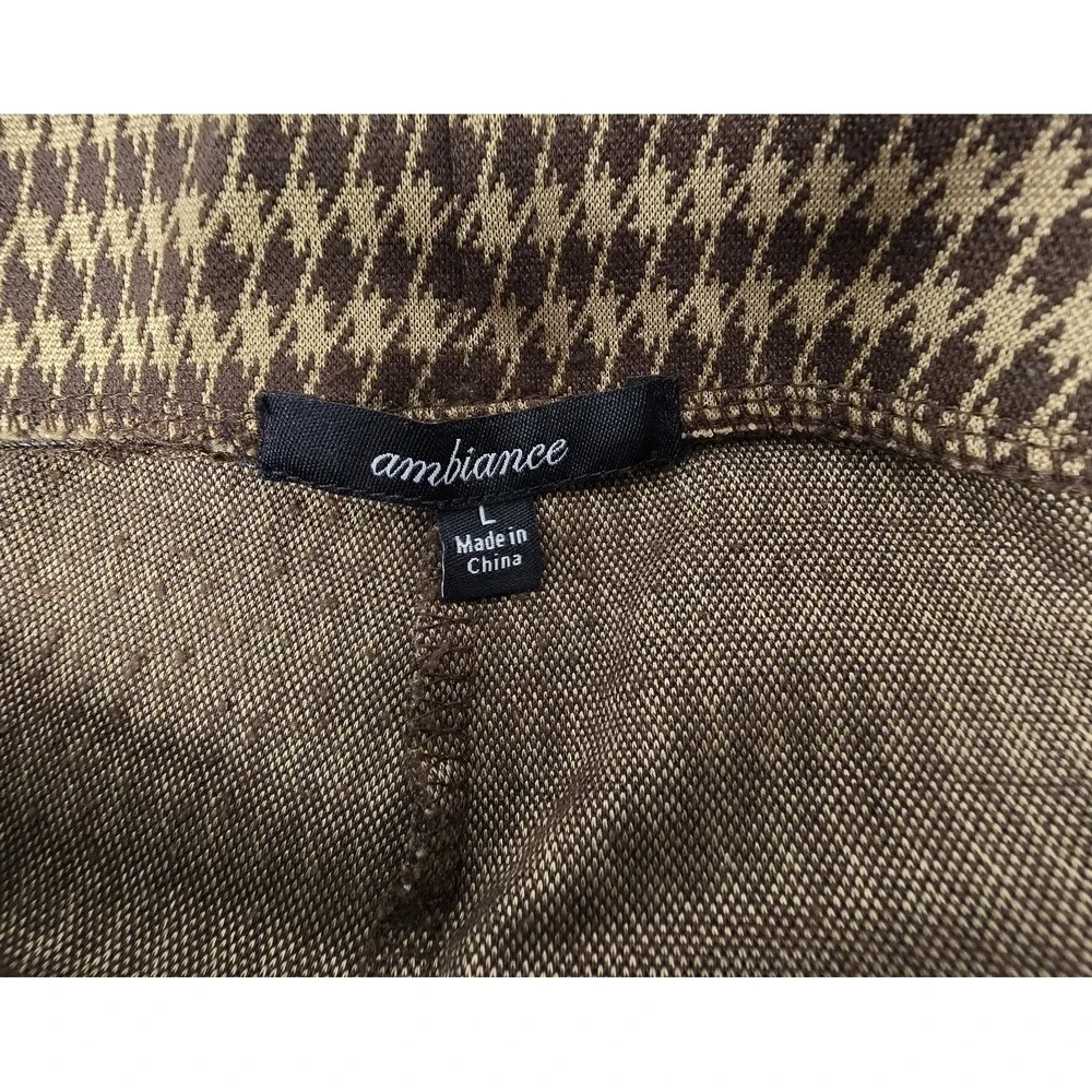 Ambiance Womens Brown Sz Large‎ Retra Pants Houndstooth Wide Leg Boho Groovy...